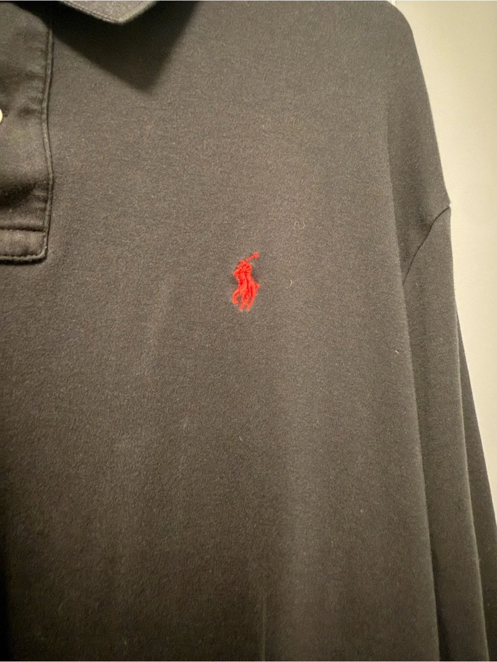 Polo Ralph Lauren Men’s Black Long-Sleeve Polo with Red Pony LARGE
